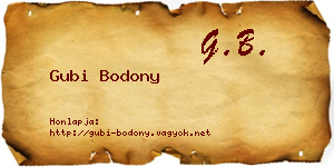 Gubi Bodony névjegykártya